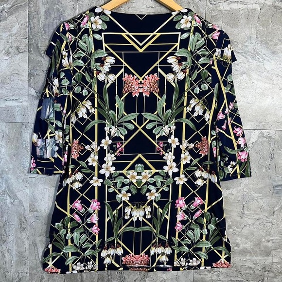 floral print dress with 3/4 sleeves and tie‎ back JM Collections Woman's S - Picture 6 of 6